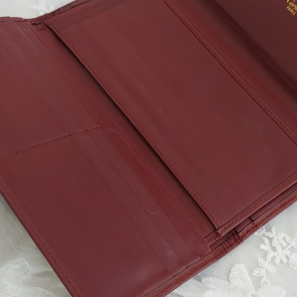 Cartier Kisslock Tri-fold Bordeaux Long Leather Wallet - Picture 13 of 17